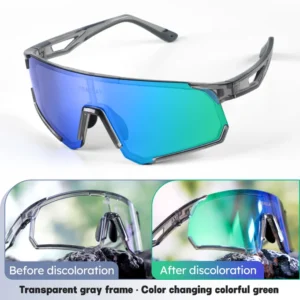 Transparent Gray Frame - Photochromic Green Lenses