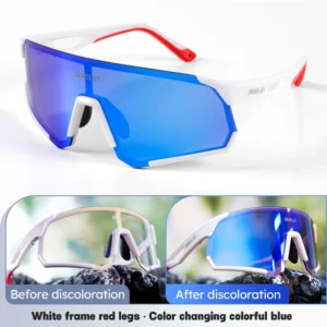 White Frame Red Temples - Photochromic Blue Lenses